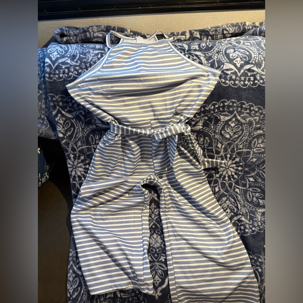 Striped Blue and White womens Jumpsuit